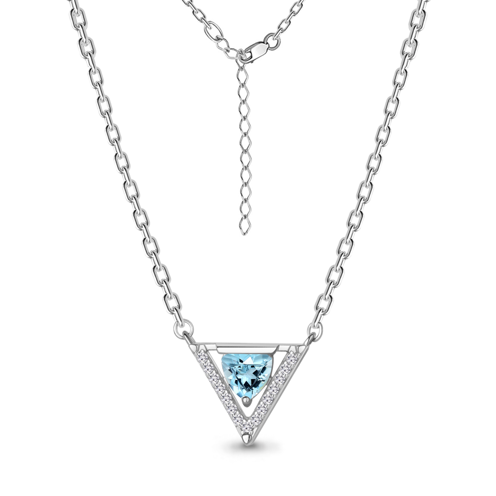 7375202А Колье из Серебра с топазом скай блю, фианитами