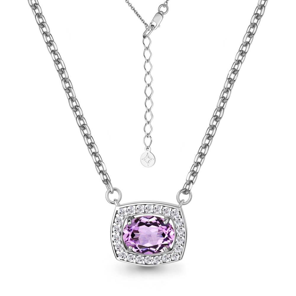 7381004А Колье из Серебра с аметистом, фианитами