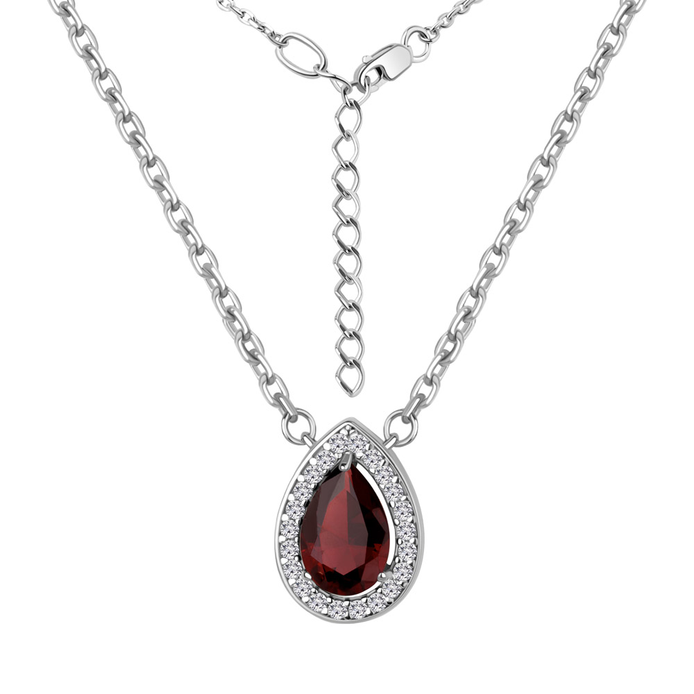 7381203А Колье из Серебра с гранатом, фианитами