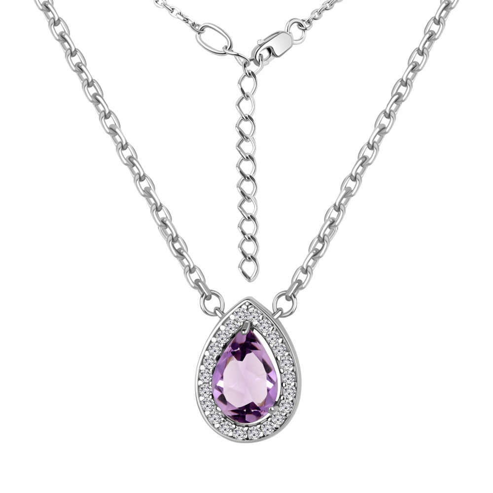 7381204А Колье из Серебра с аметистом, фианитами