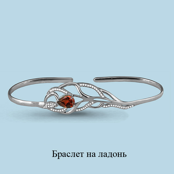 7410703А Браслет из Серебра с гранатом, фианитами