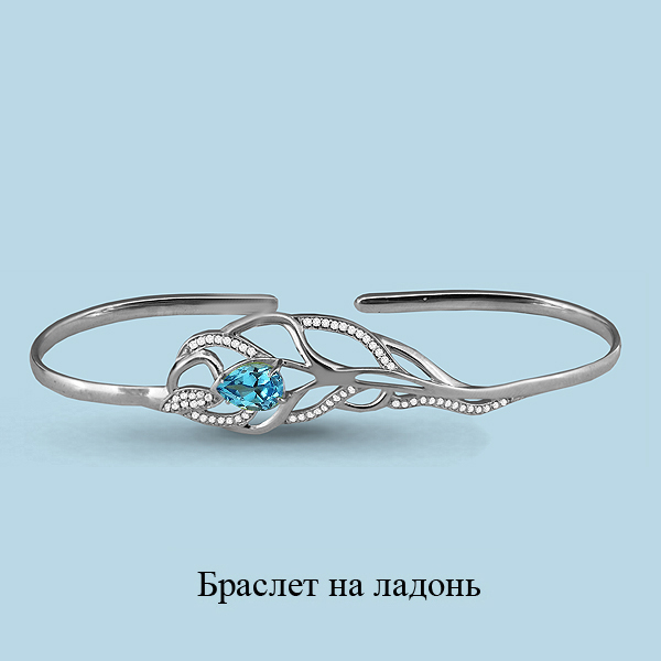 7410705А Браслет из Серебра с топазом свисс блю, фианитами