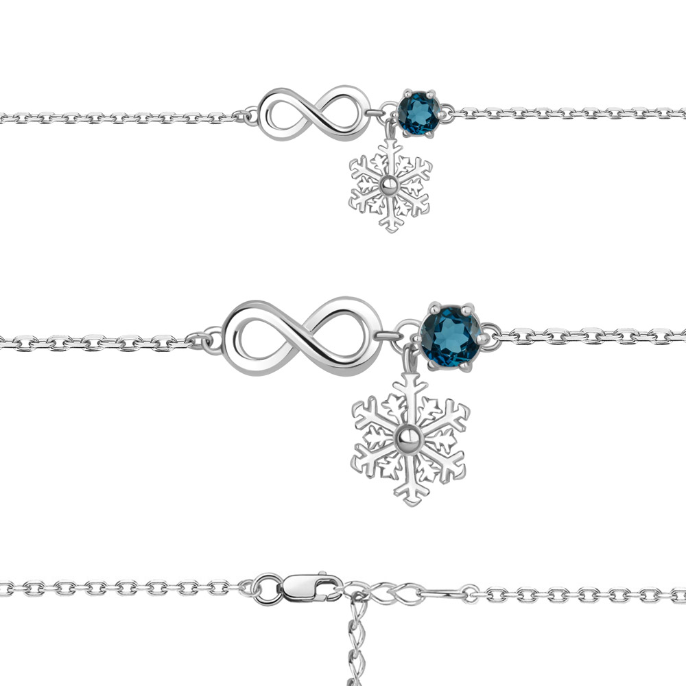 7411108 Браслет из Серебра с топазом лондон блю