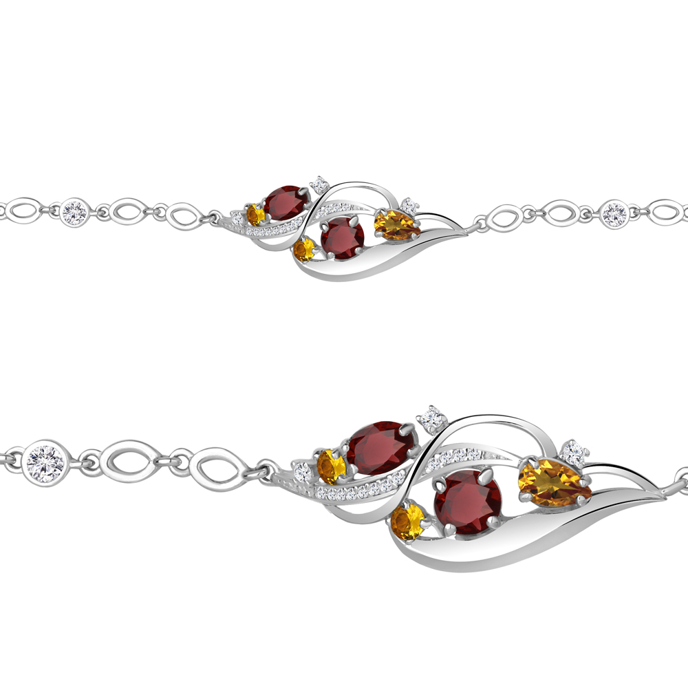 7411803А Браслет из Серебра с гранатами, фианитами, цитринами