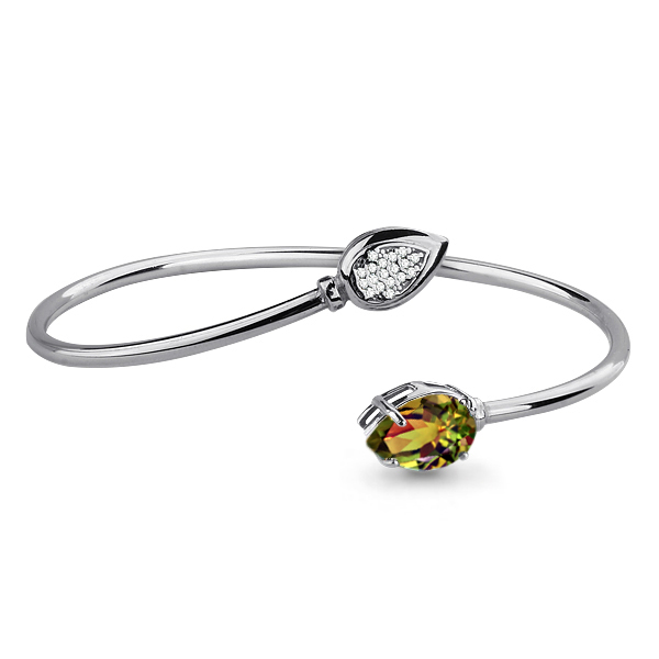 7416619А Браслет из Серебра с султанитом иск., фианитами