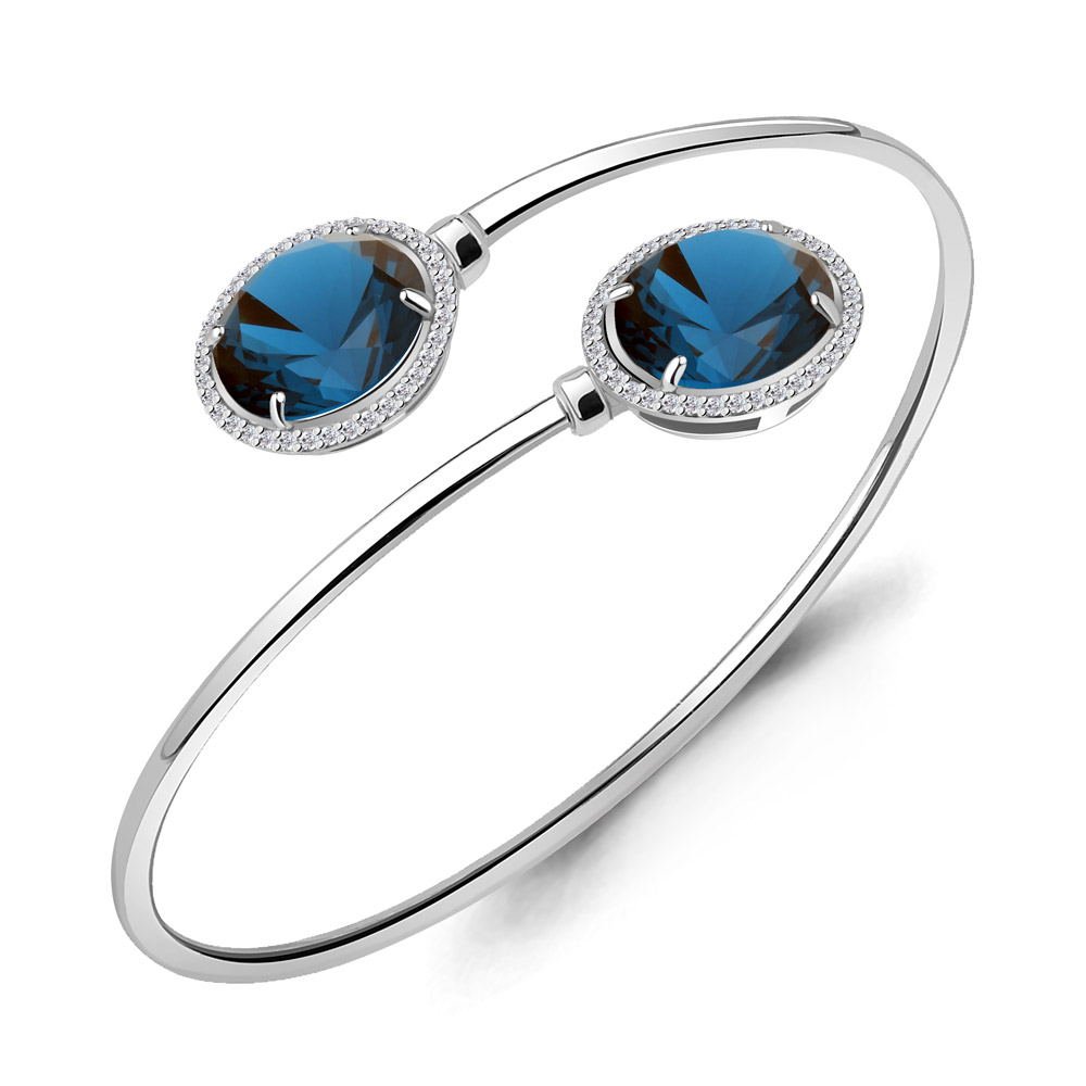 7418793А Браслет из Серебра с нанотопазами лондон, фианитами из коллекции "Каприз"