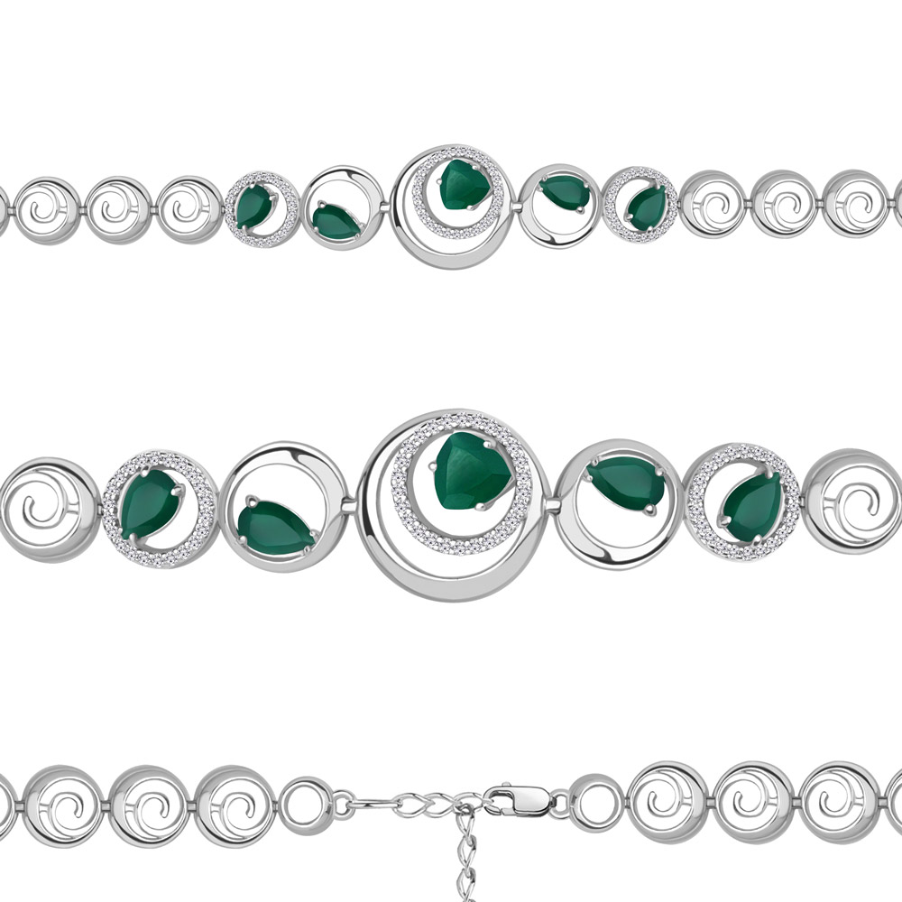 7422809А Браслет из Серебра с агатами, фианитами