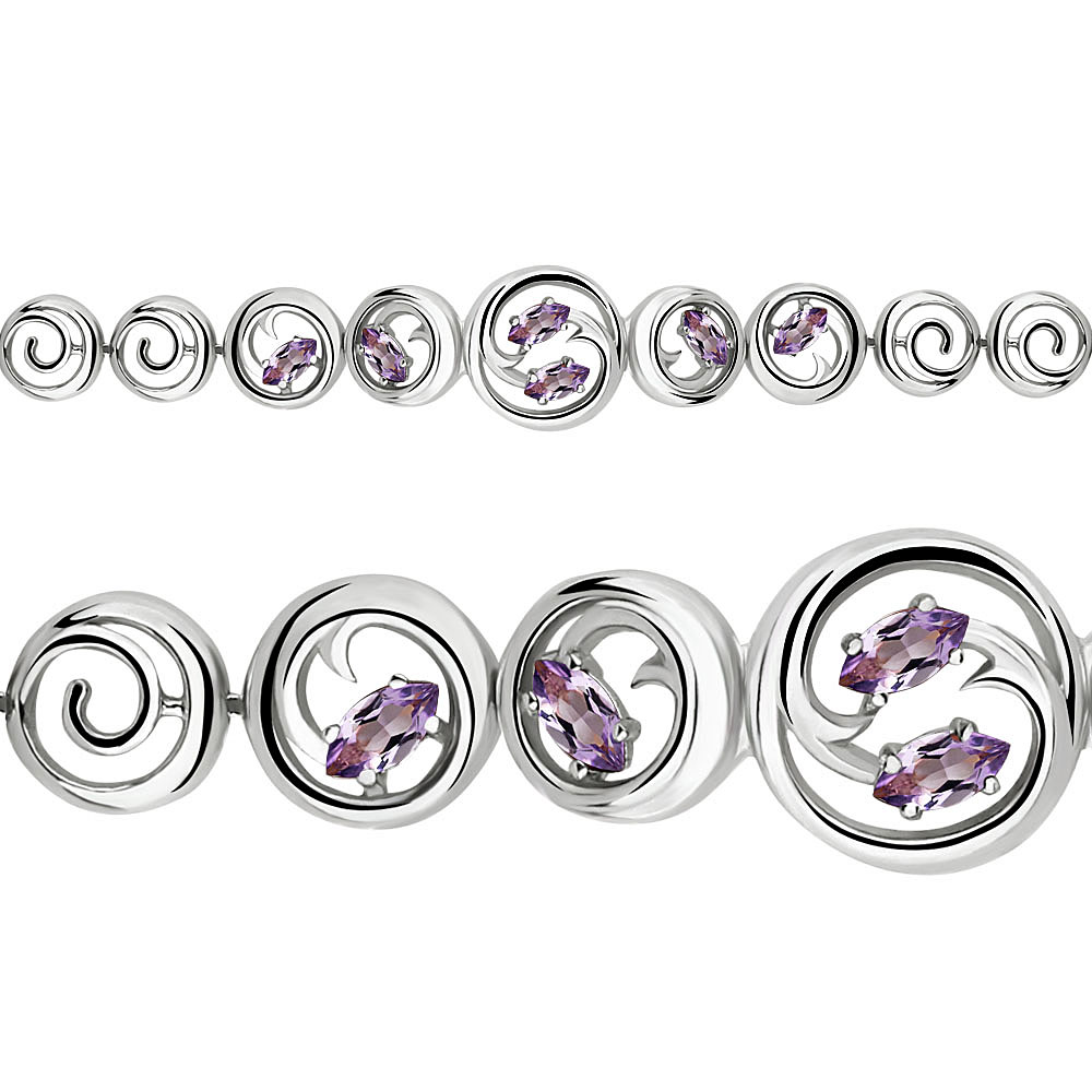 7431304 Браслет из Серебра с аметистами