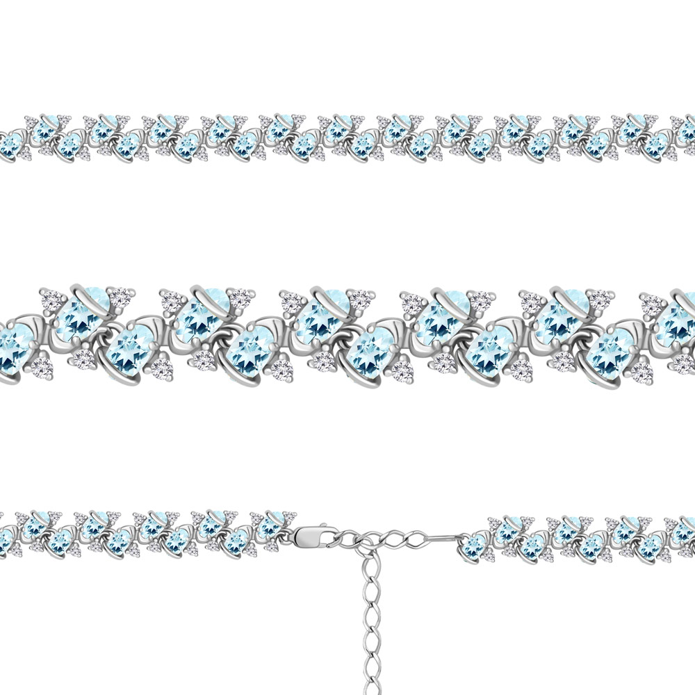 7431502А Браслет из Серебра с топазами скай блю, фианитами