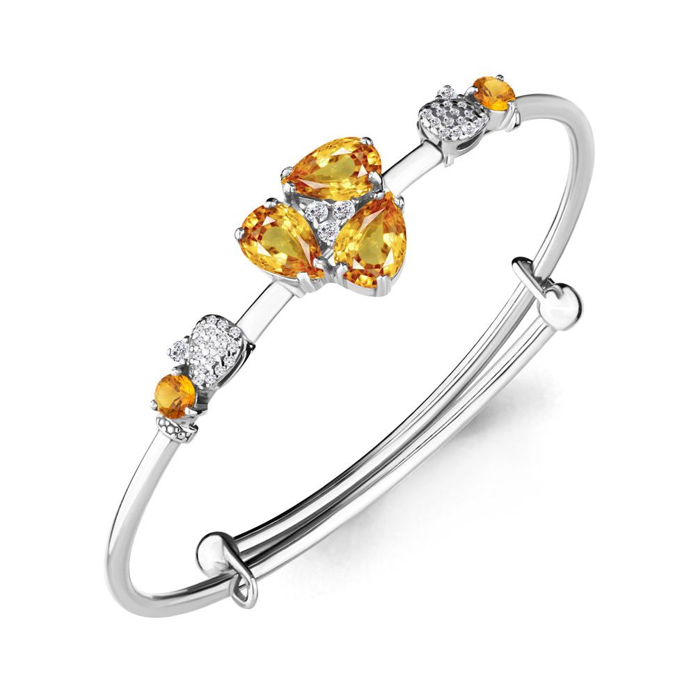 7438006А Браслет из Серебра с фианитами, цитринами