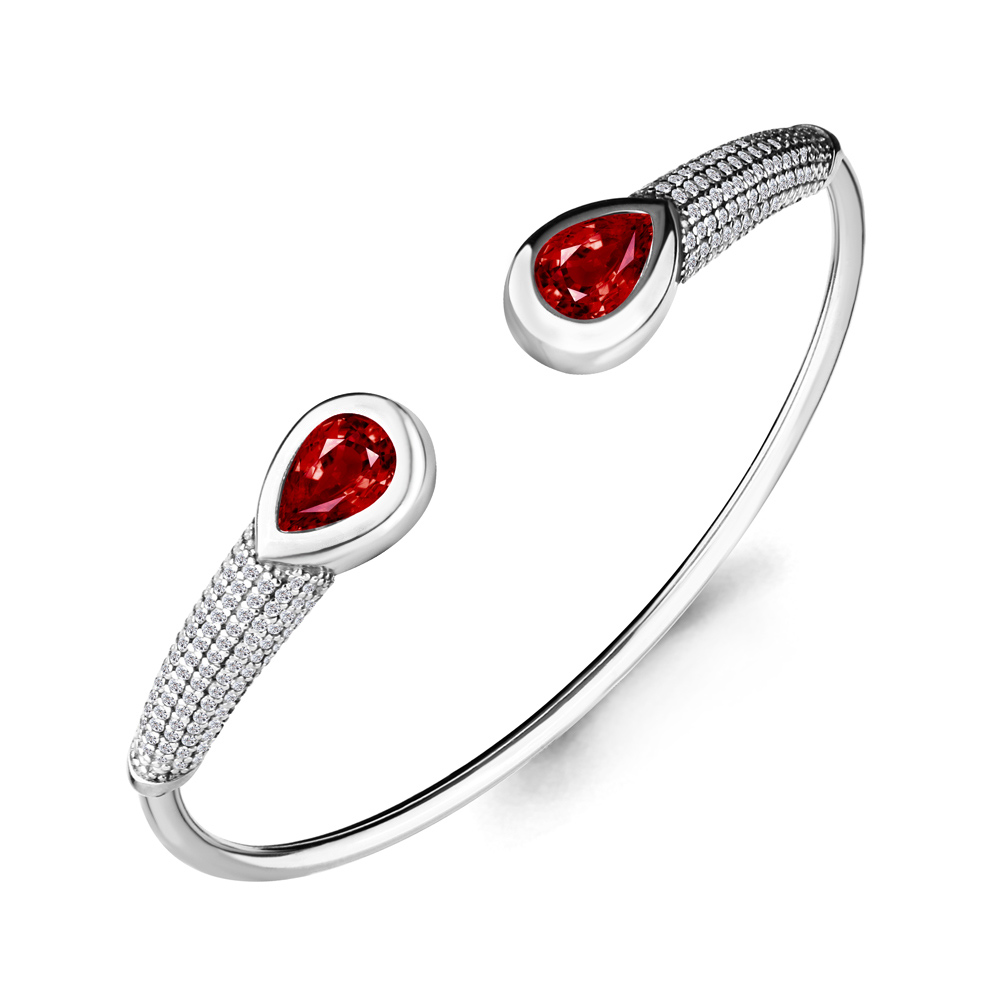 7438203А Браслет из Серебра с гранатами, фианитами