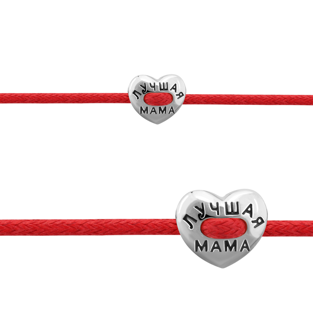 74456 Браслет из серебра с шнуром хлопчатобумажным, эмалью