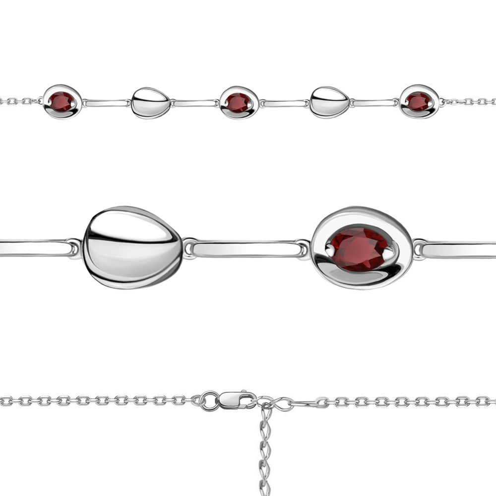 7450003 Браслет из Серебра с гранатами