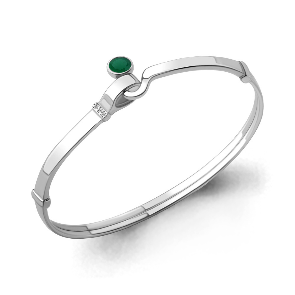 7455509А Браслет из Серебра с агатом, фианитами