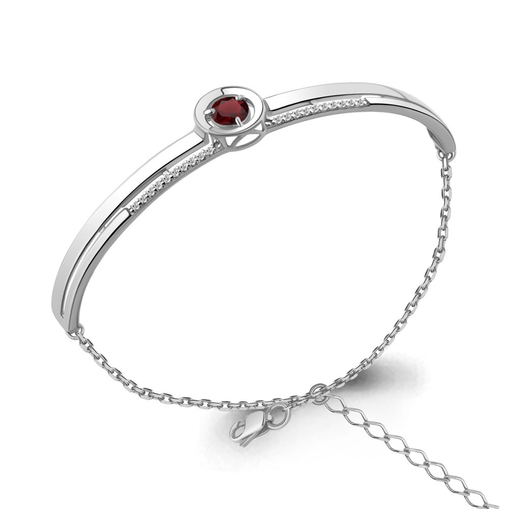 7470903А Браслет из Серебра с гранатом, фианитами