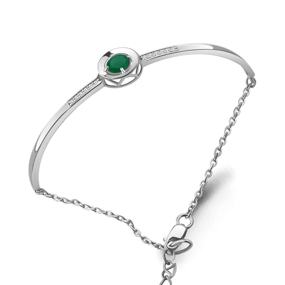 7471009А Браслет из Серебра с агатом, фианитами