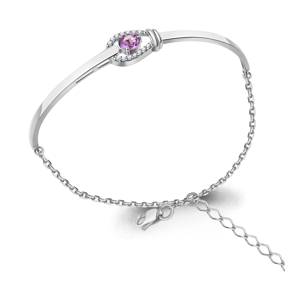 7471204А Браслет из Серебра с аметистом, фианитами