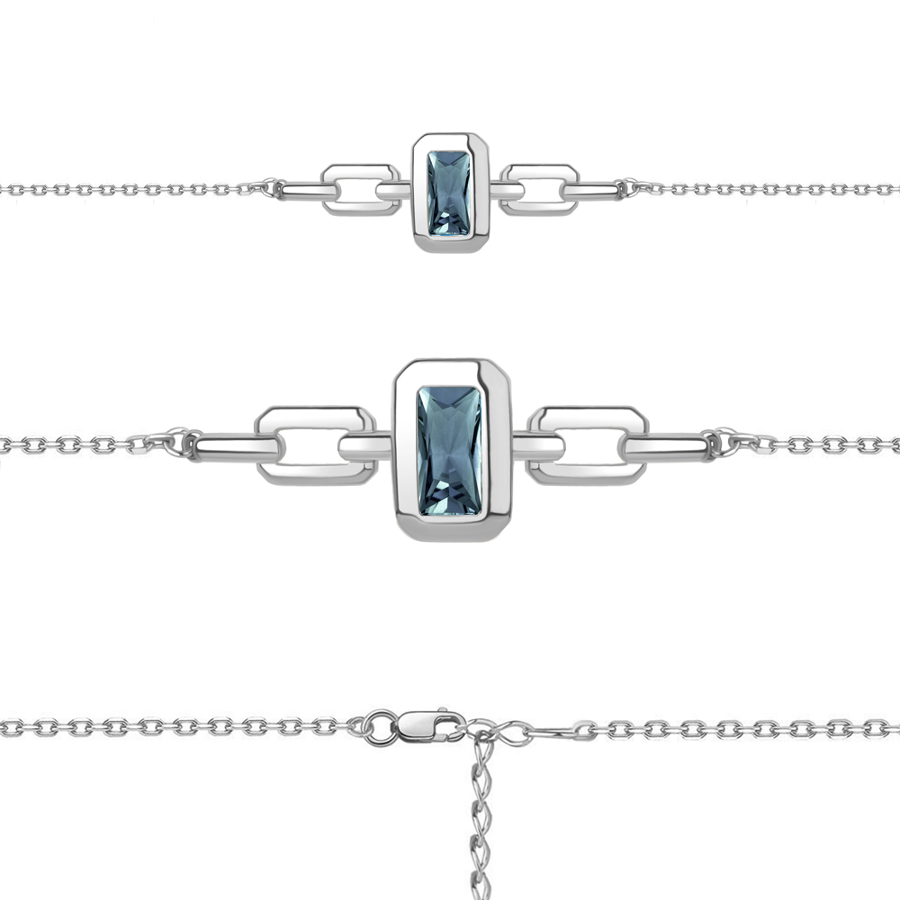 7473308 Браслет из Серебра с топазом лондон блю