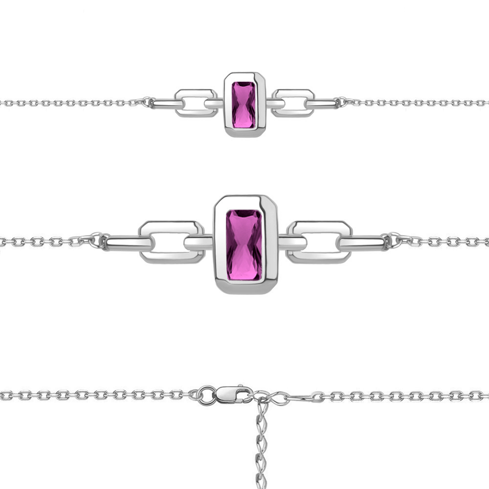 7473384 Браслет из Серебра с наноаметистом иск.