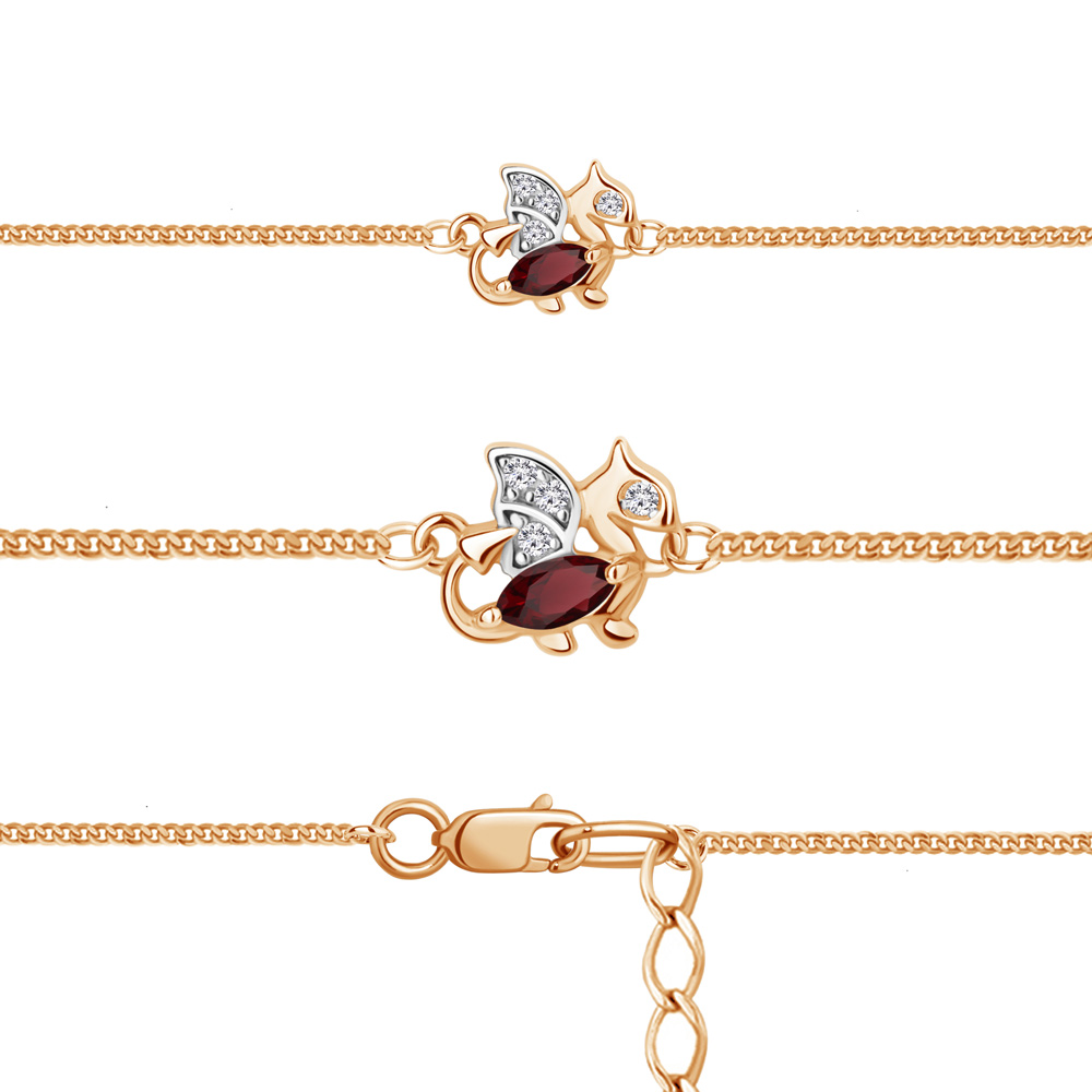 7475303 Браслет из Золота с гранатом, фианитами