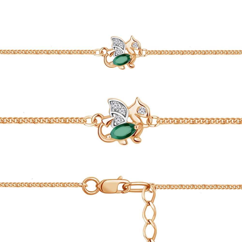 7475309 Браслет из Золота с агатом, фианитами