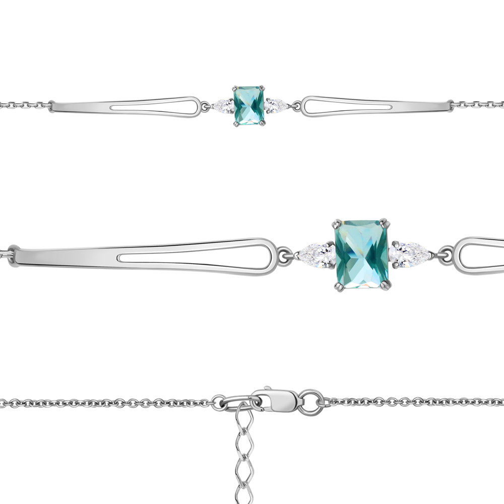 7476888 Браслет из Серебра с нанотурмалином иск., фианитами