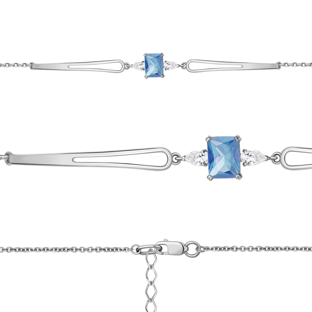 7476892 Браслет из Серебра с нанотопазом свисс, фианитами