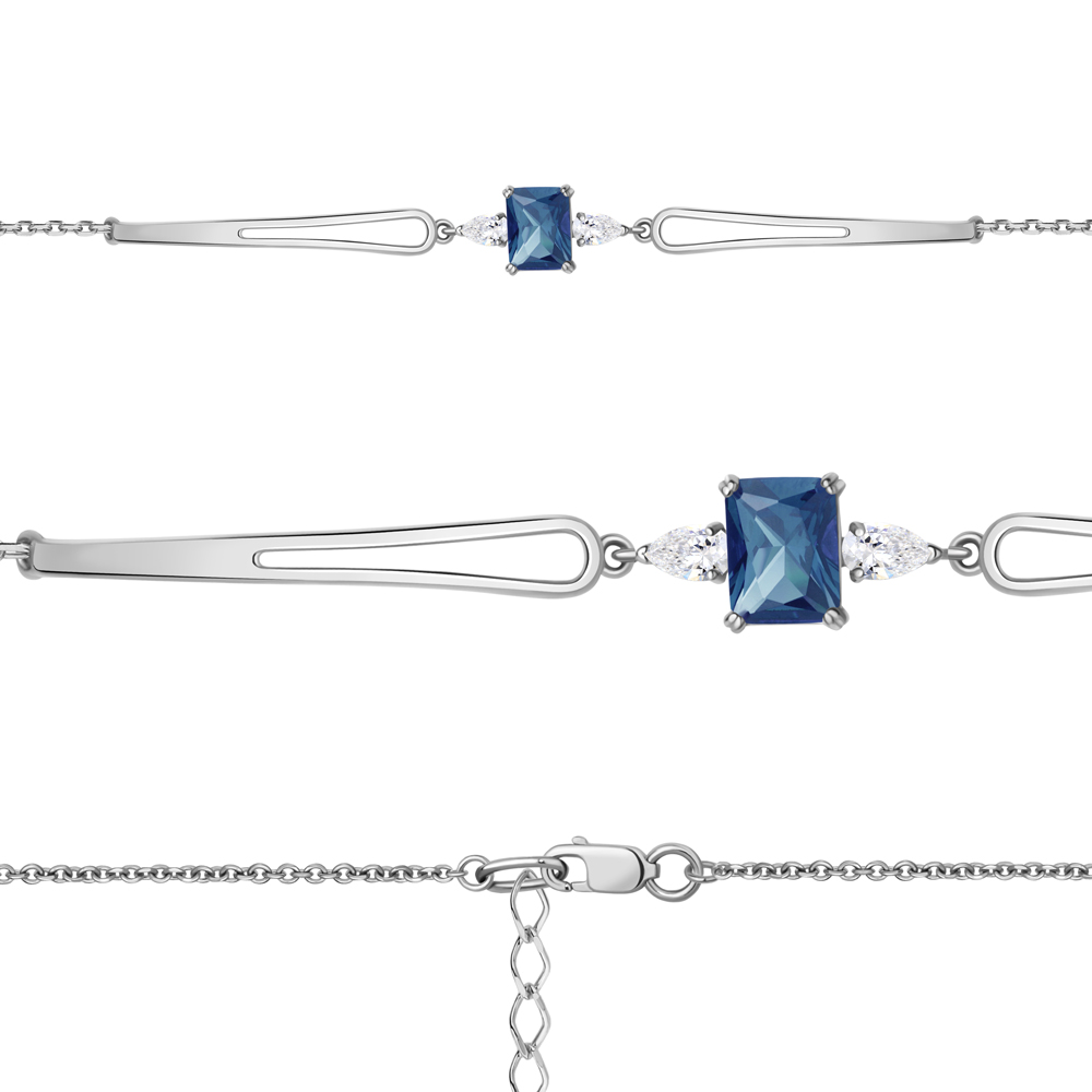 7476893 Браслет из Серебра с нанотопазом лондон, фианитами