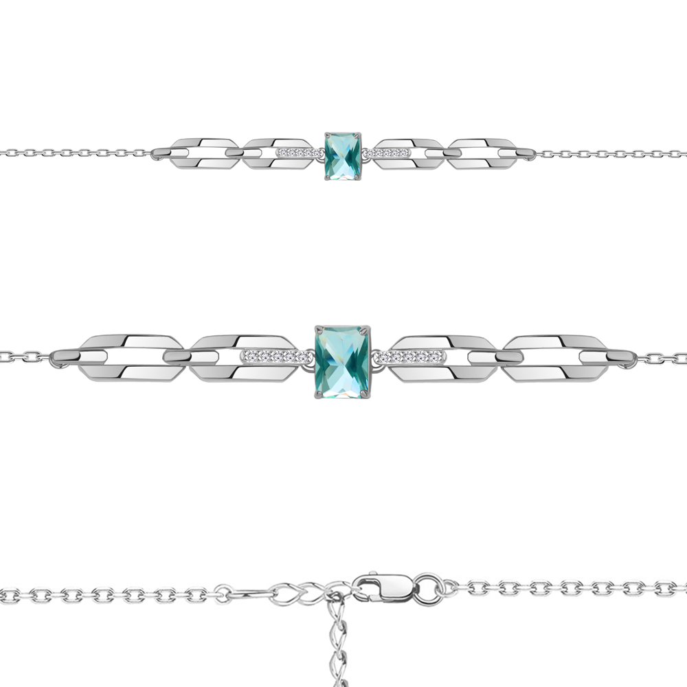 7477288А Браслет из Серебра с нанотурмалином иск., фианитами