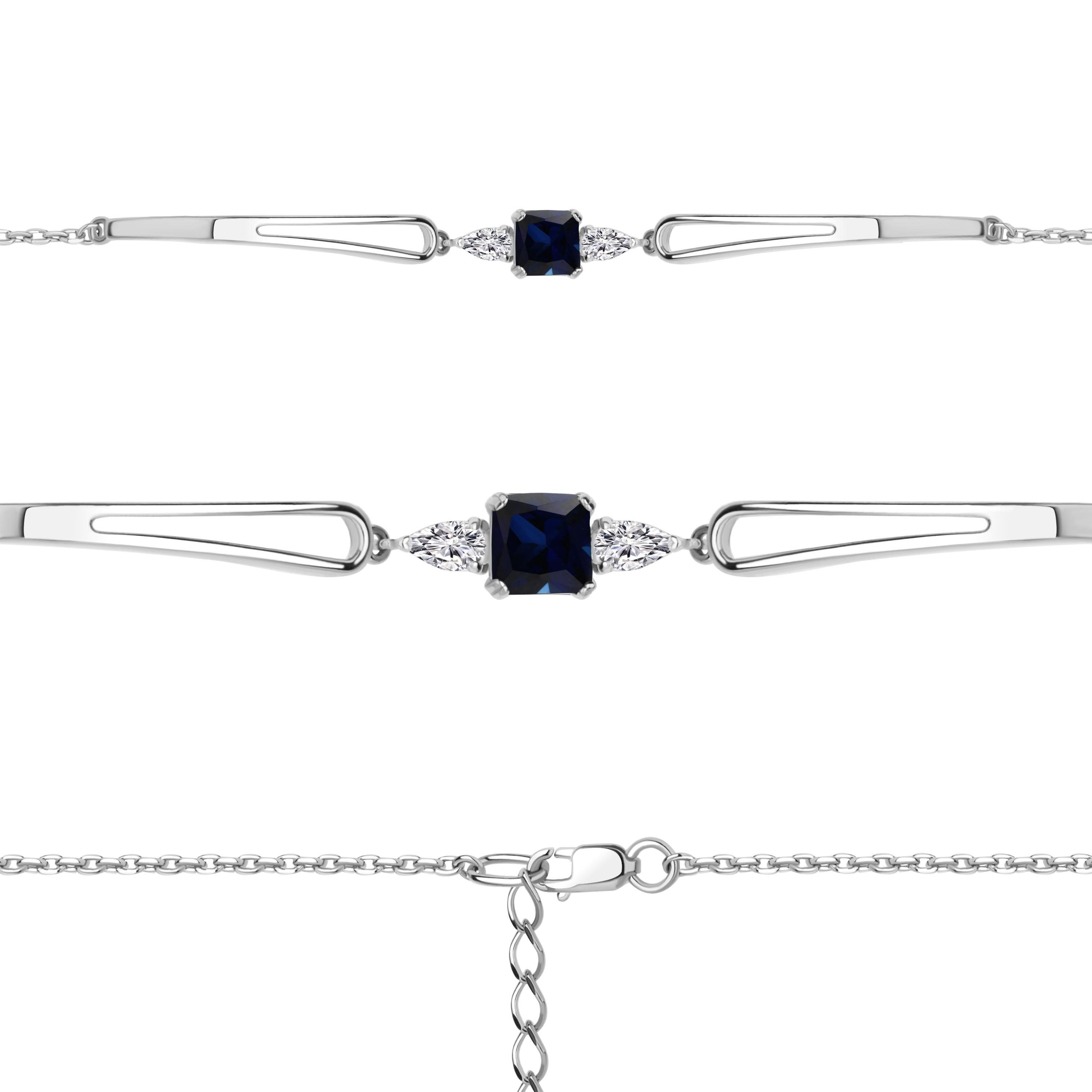 74774Н Браслет из Серебра с наносапфиром, фианитами
