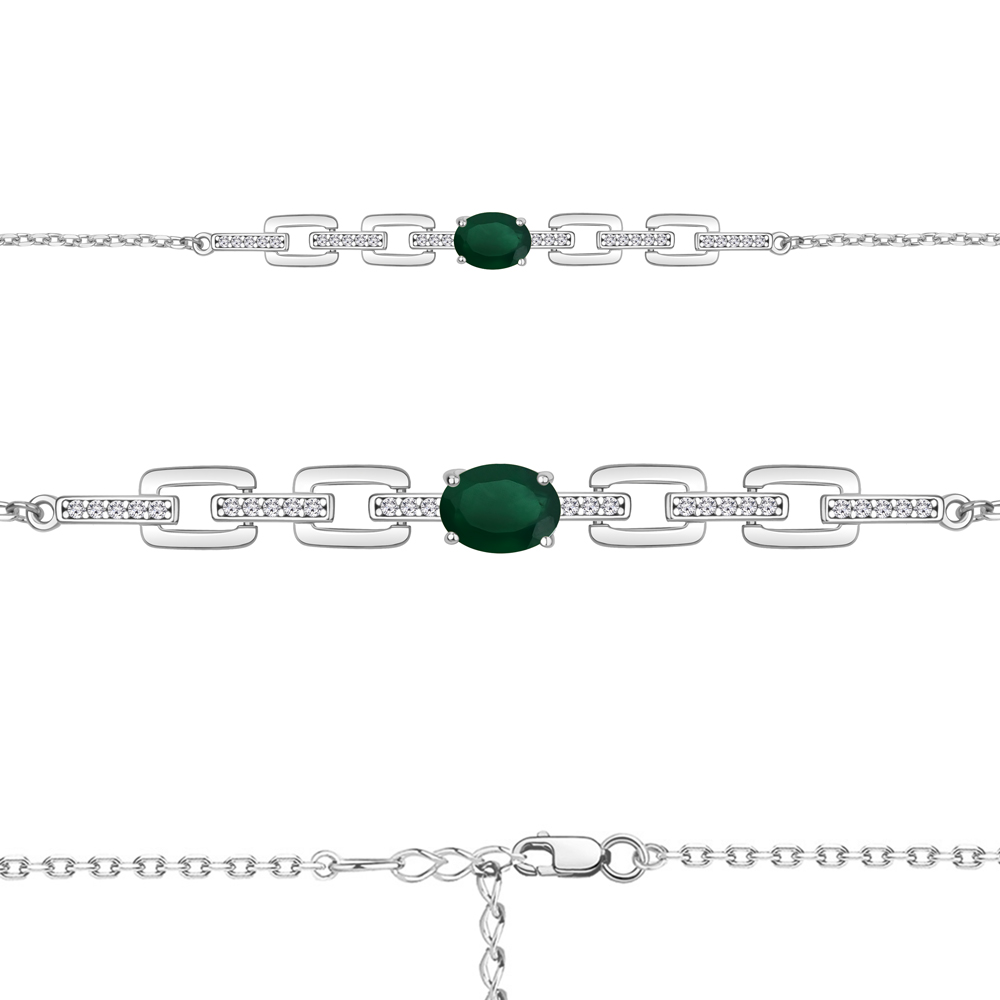 7477709А Браслет из Серебра с агатом, фианитами