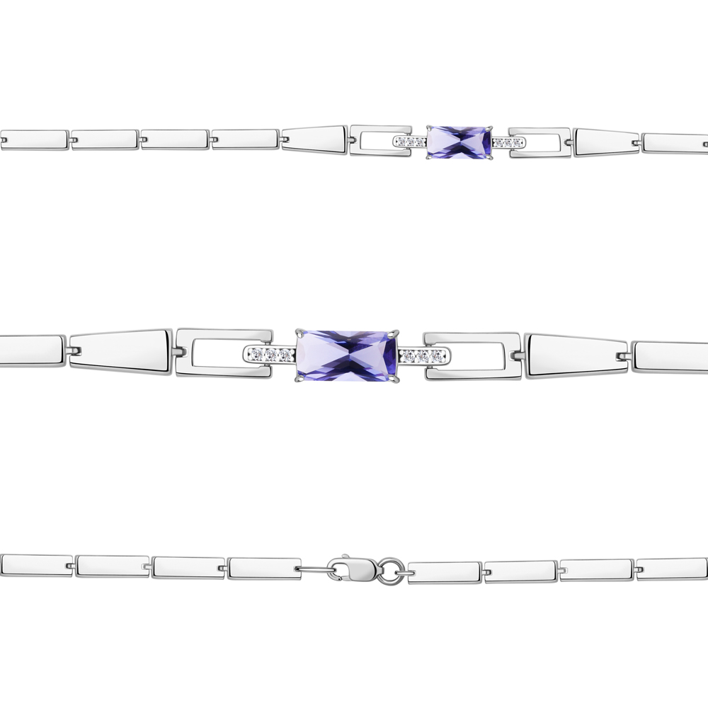 74780603А Браслет из Серебра с нанотанзанитом иск., фианитами