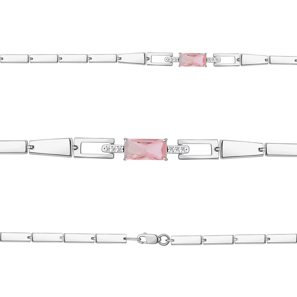 7478090А Браслет из Серебра с наноморганитом, фианитами