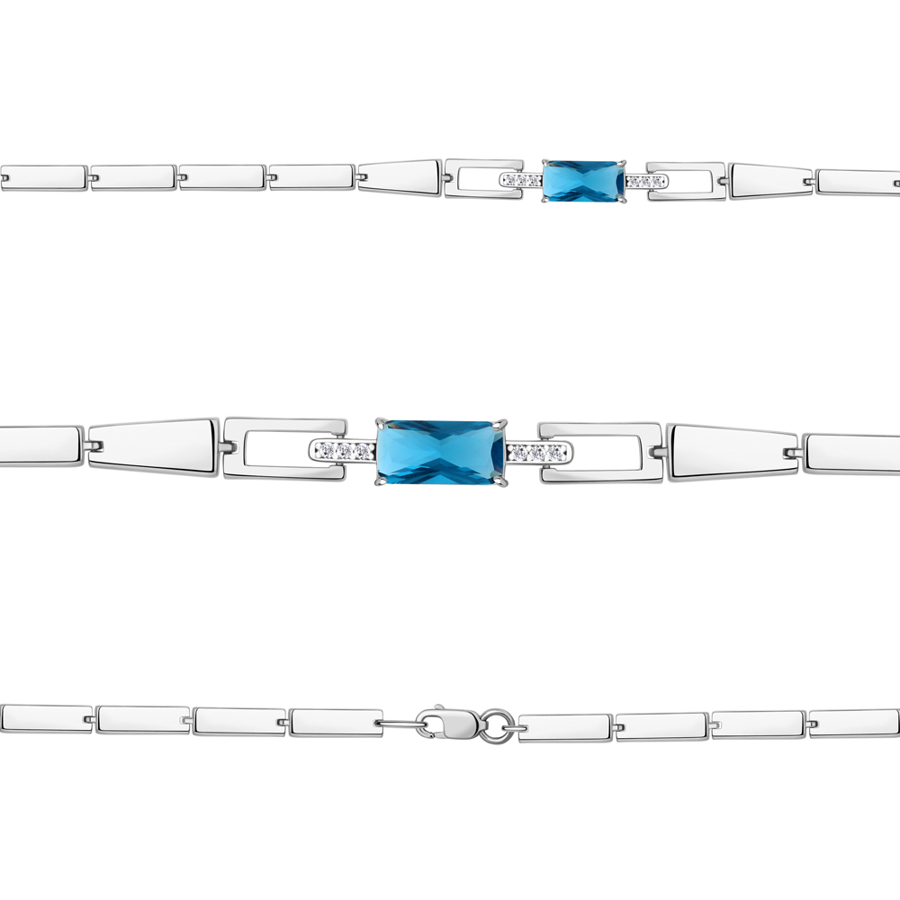 7478093А Браслет из Серебра с нанотопазом лондон, фианитами