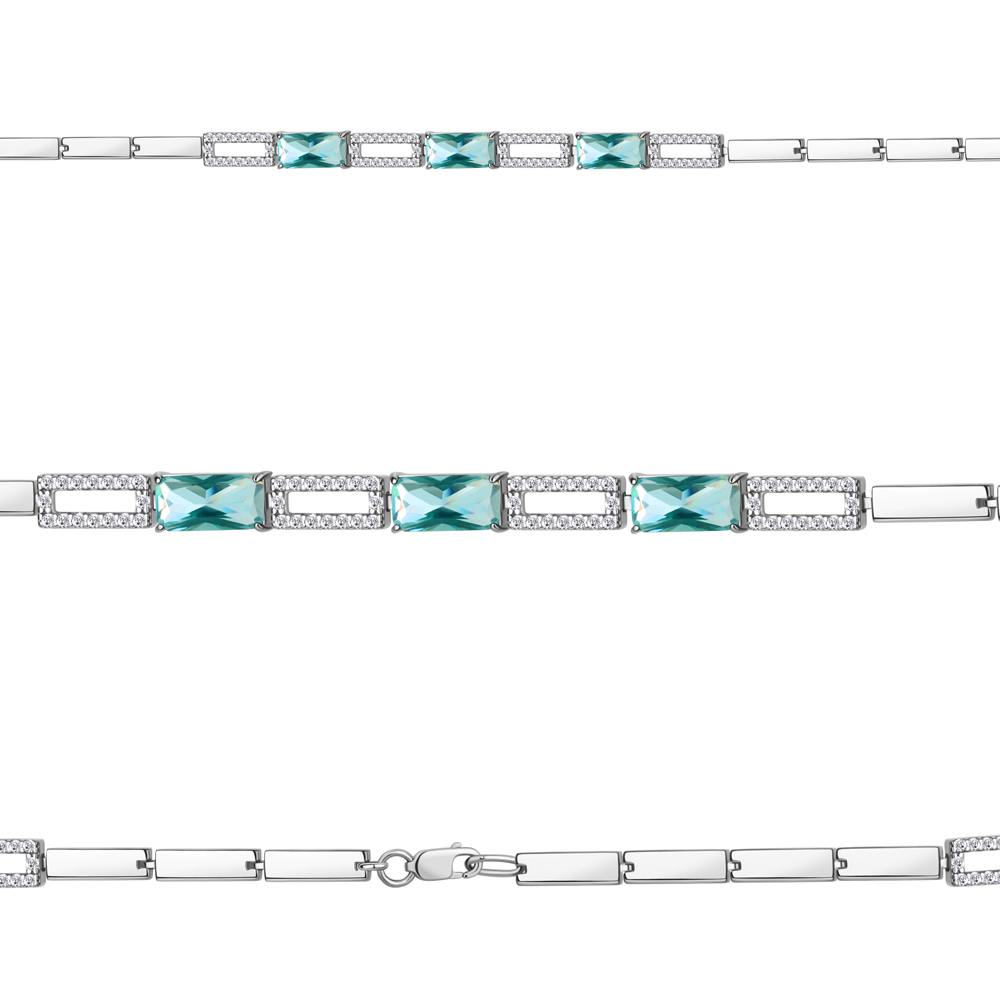 7478488А Браслет из Серебра с нанотурмалинами иск., фианитами