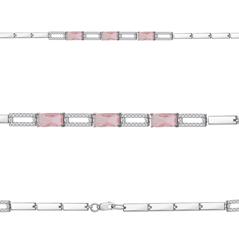 7478490А Браслет из Серебра с наноморганитами, фианитами