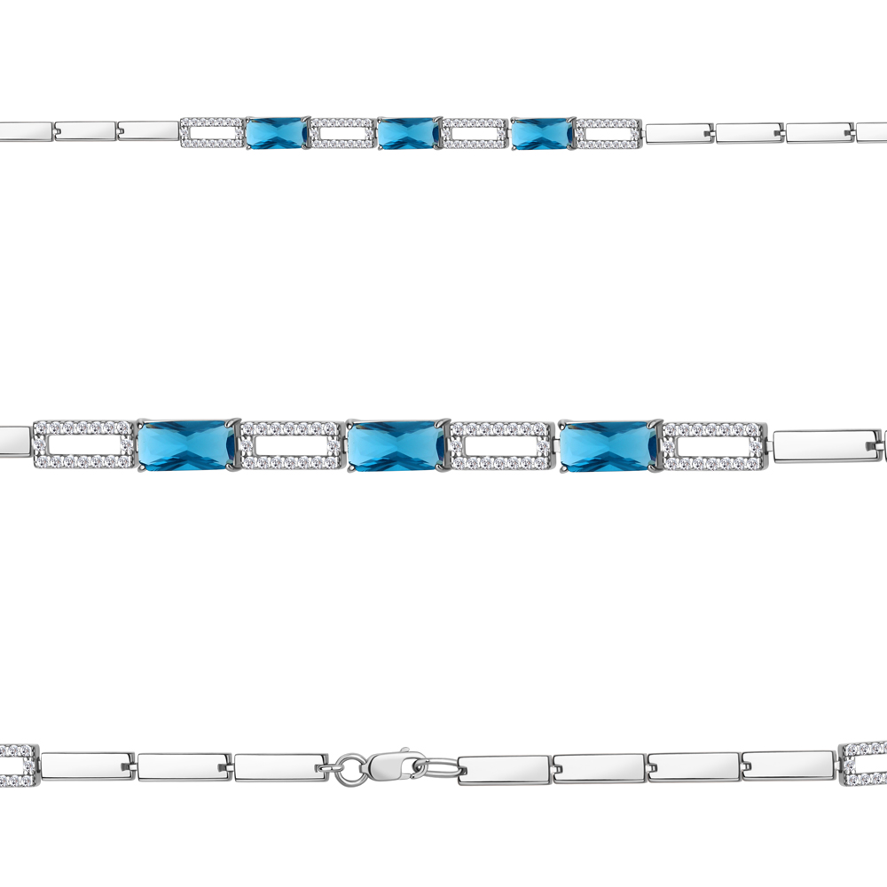 7478493А Браслет из Серебра с нанотопазами лондон, фианитами