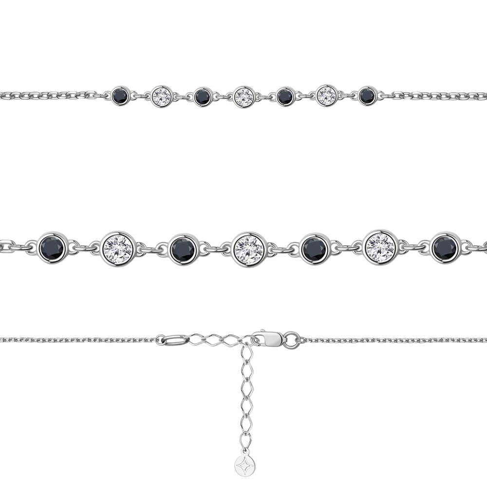 74804АЧ Браслет из Серебра с нанокристаллами, фианитами