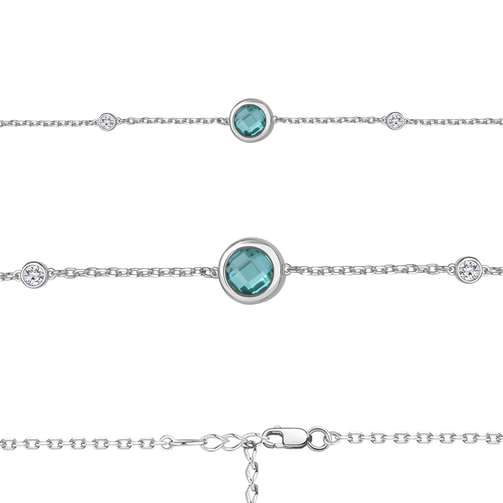 7482088А Браслет из Серебра с нанотурмалином иск., фианитами