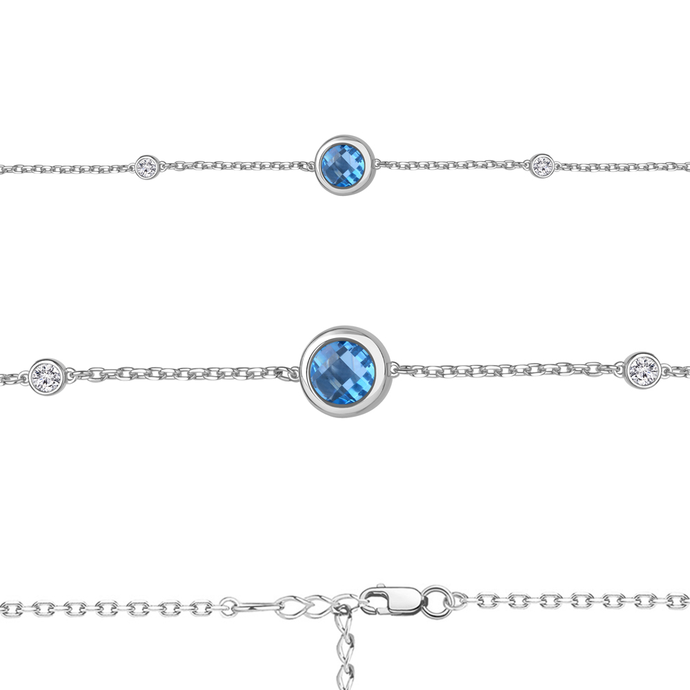 7482092А Браслет из Серебра с нанотопазом свисс, фианитами