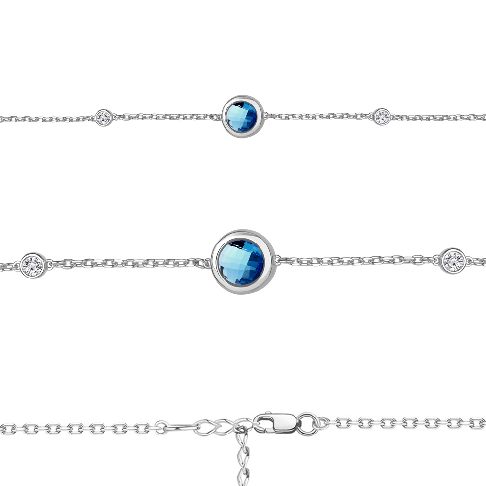 7482093А Браслет из Серебра с нанотопазом лондон, фианитами