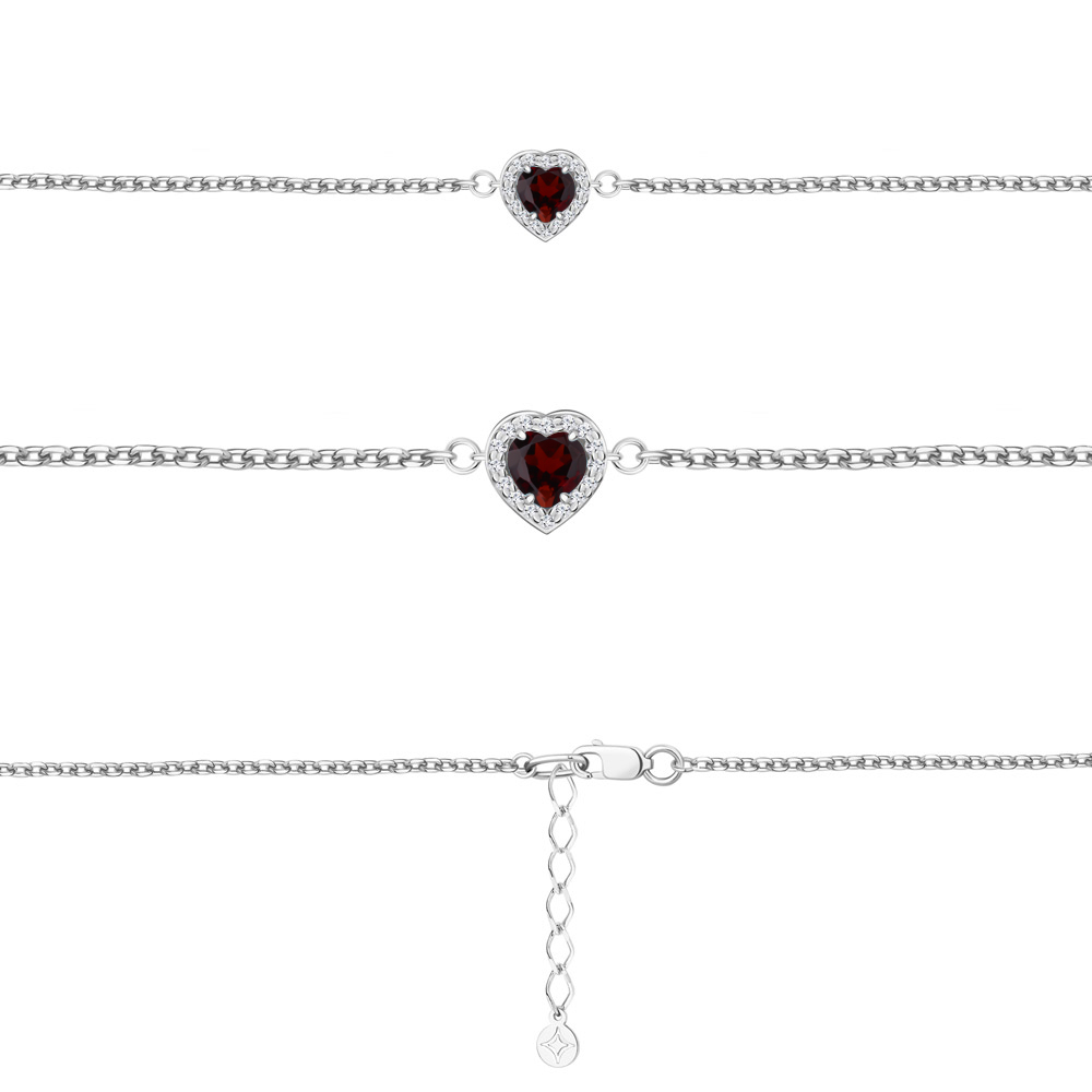 7487003А Браслет из Серебра с гранатом, фианитами