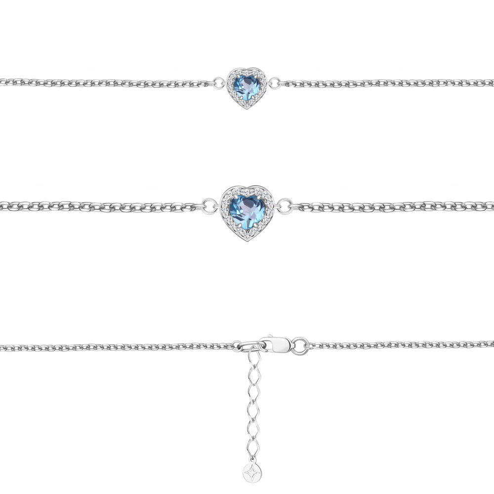 7487005А Браслет из Серебра с топазом свисс блю, фианитами