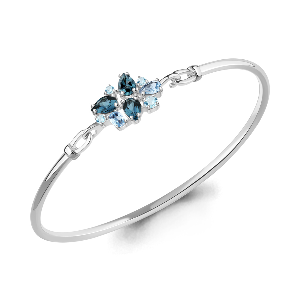 7487766 Браслет из Серебра с топазами лондон блю, топазами свисс блю, топазами скай блю