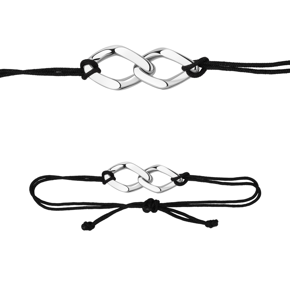 74879У Браслет из Серебра с шнуром текстильным