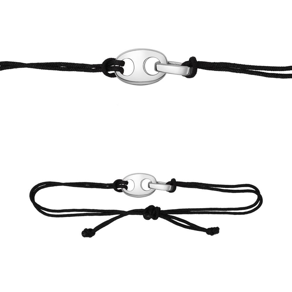 74882У Браслет из Серебра с шнуром текстильным