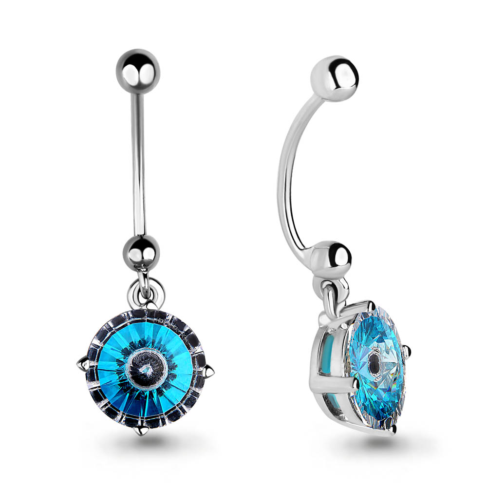 75534100 Пирсинг из Серебра с дублетом фианит/стекло