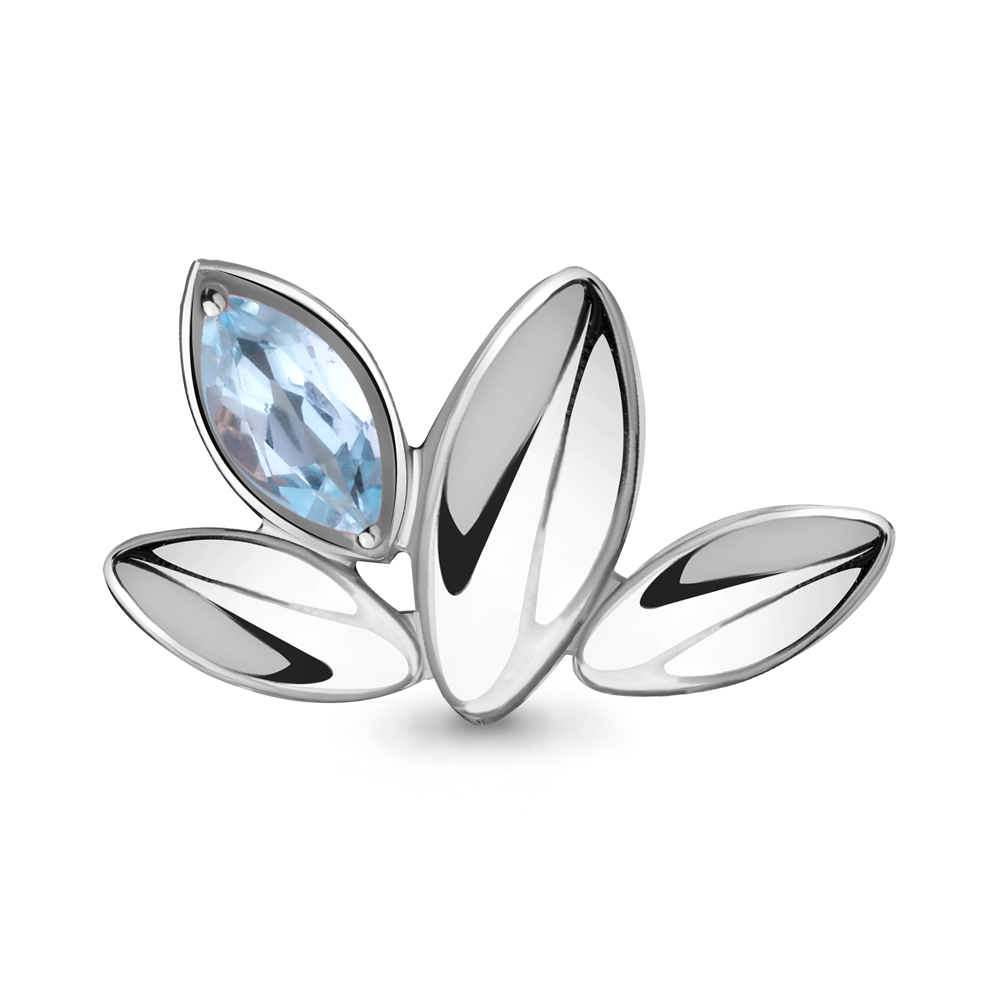 7734502 Брошь из Серебра с топазом скай блю из коллекции "Лагуна"