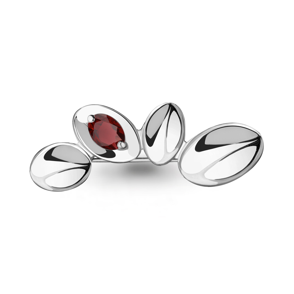 7734703 Брошь из Серебра с гранатом из коллекции "Лагуна"