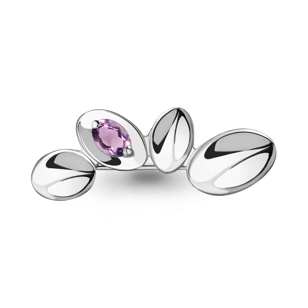 7734704 Брошь из Серебра с аметистом из коллекции "Лагуна"